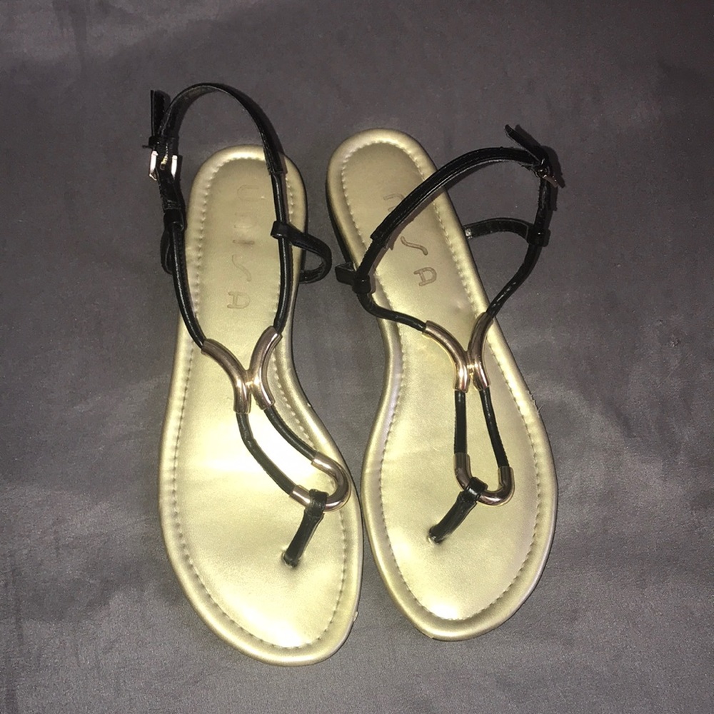 Black and Gold Unisa Sandals